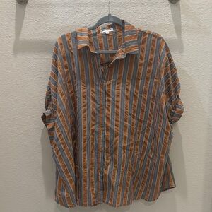 Oversized Striped Button-Up Shirt